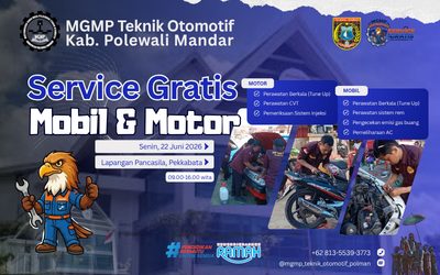 Wujud Kepedulian Masyarakat, MGMP Teknik Otomotif Polman Kembali Gelar Aksi Service Gratis Mobil & Motor Ketiga Kalinya